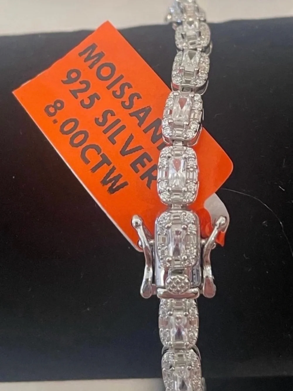 Rhodium plated over 925 silver 8inch 8.00ctw Moissanite bracelet